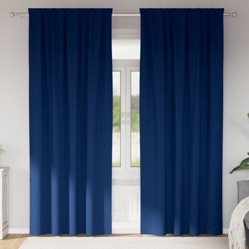 VidaXL Zavjese sa zavjesama 2 pcs Tamno plava 245 x 140 cm Poliester Slike