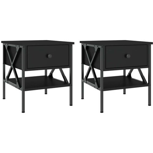 VidaXL Noćni ormarići 2 kom crni 40 x 42 x 45 cm od konstruiranog drva Slike