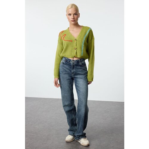 Trendyol Green Embroidery Detailed V Neck Knitwear Cardigan Cijene