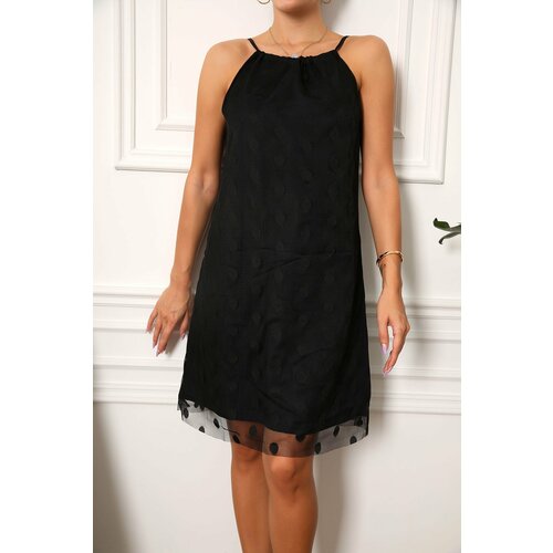 armonika Women's Black Halterneck Lined Mini Dress Slike