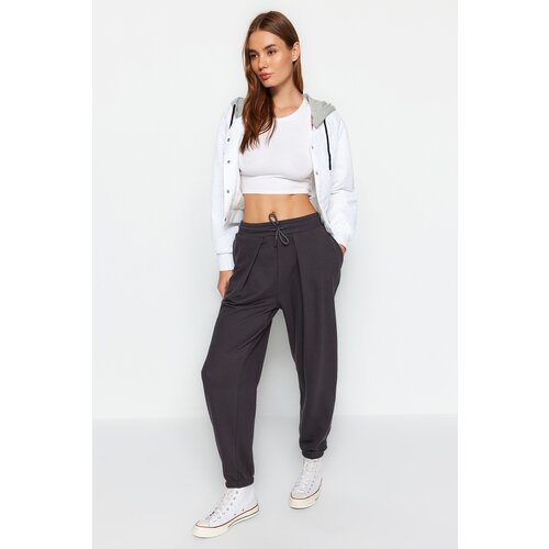 Trendyol Anthracite Pleated Loose Jogger Knitted Sweatpants Slike