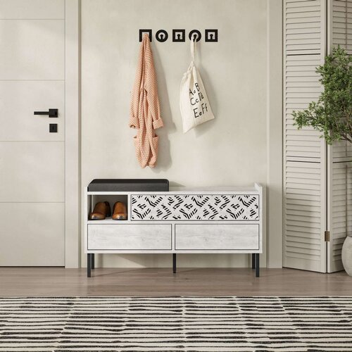 Hanah home heaton shoe bench - ancient white white shoe cabinet Slike