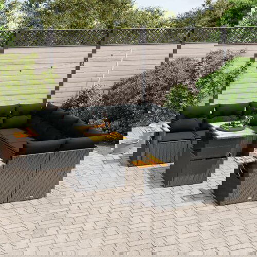 vidaXL 9-dijelni set vrtnih sofa s jastucima crni od poliratana Cijene