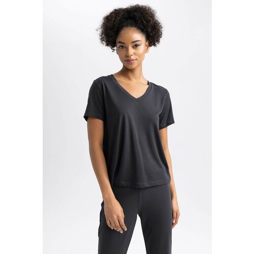 Defacto Standard Fit V-Neck modal Short Sleeve T-Shirt Cene
