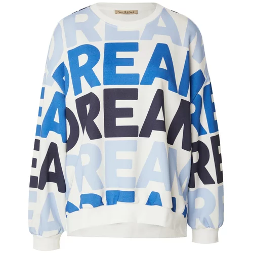 Smith&Soul Sweater majica 'Wording AOP' mornarsko plava / nebesko plava / bijela