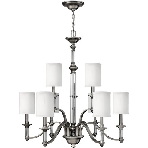 Elstead Lighting Elstead Sussex 9-kraki lestenec, brušen nikelj, E14, (22099637) Cene