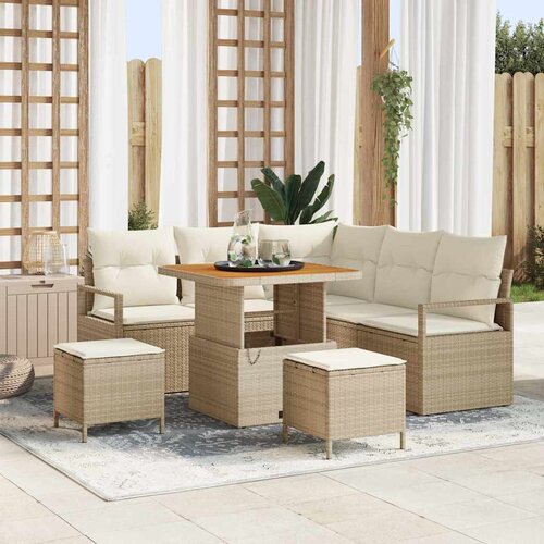 vidaXL Vrtna sedežna garnitura 8 pcs Bež, Kremasta 80 x 80 x 71 cm Cene