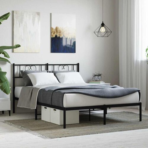  Metalni okvir za krevet s uzglavljem crni 160x200 cm Cijene