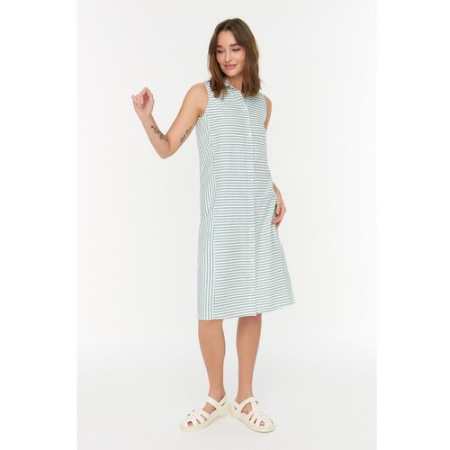 Trendyol Green Striped Shirt Dress Slike