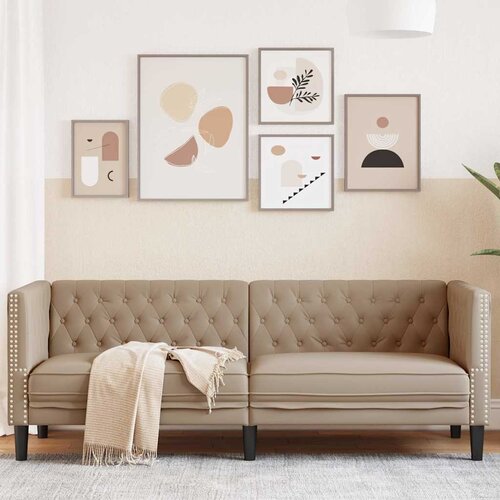 vidaXL Chesterfield sofa za 3 osobe, cappuccino, umjetna koža Cene