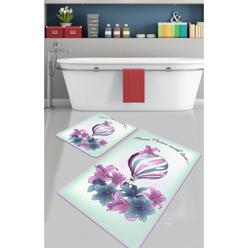 Purple balloon multicolor bathmat set (2 pieces) Slike