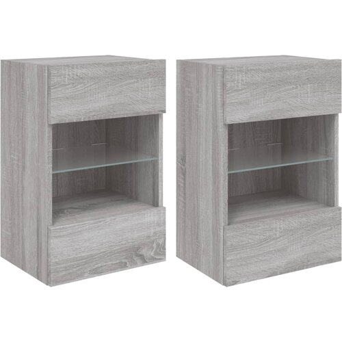 VidaXL Zidni TV ormarići LED 2 kom siva boja hrasta 40 x 30 x 60,5 cm Slike