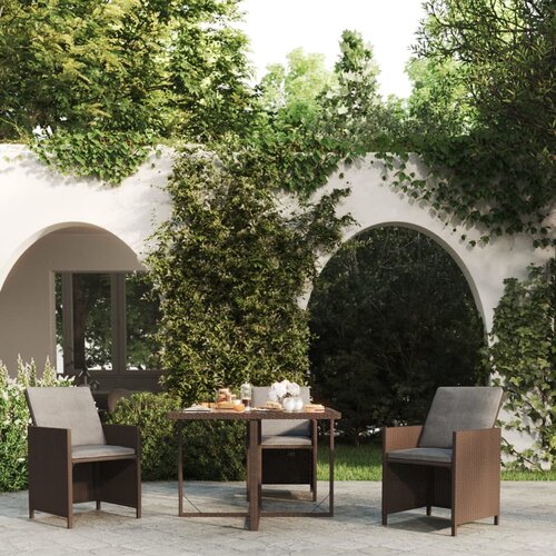 VidaXL Vrtna miza rjava 109x107x74 cm poli ratan in steklo Slike