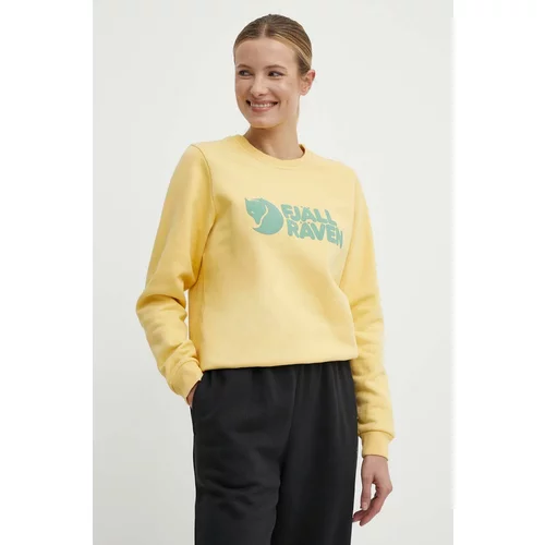 Fjallraven Bombažen pulover ženski, rumena barva, F84143