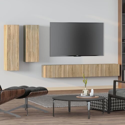 vidaXL 4-dijelni set TV ormarića boja hrasta sonome konstruirano drvo Cijene