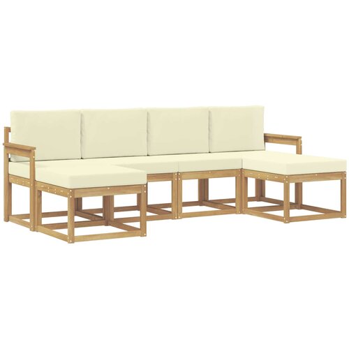 vidaXL Zunanja garnitura za sedenje 6 pcs Bela in krem Poliester, (5000281785) Cene