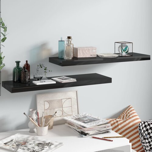  Plutajuće zidne police 2 kom sjajne crne 80 x 23,5 x 3,8 cm MDF Slike