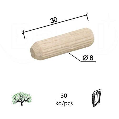 Dabel tipl drveni td1 ne fi8x30 mm (30kom) rebrasti dbp1 Slike