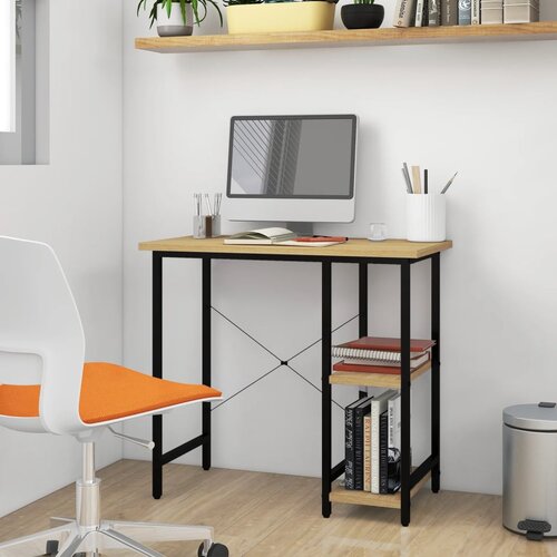  Stol za računalo crni i boja hrasta 80 x 40 x 72 cm MDF i metal Cene