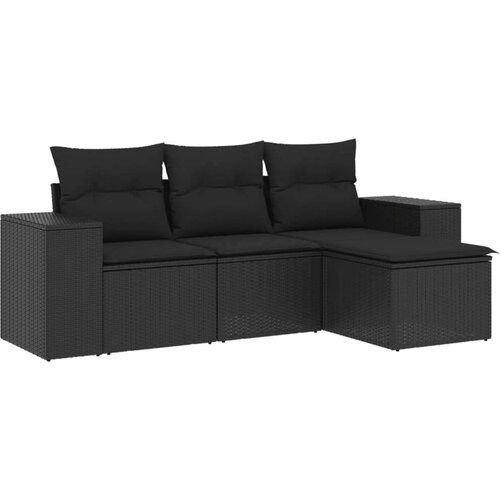VidaXL 4-dijelni set vrtnih sofa od poliratana s jastucima crni Slike