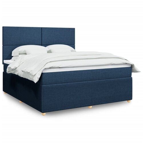 vidaXL Box spring postelja z vzmetnico modra 180x200 cm blago Cene