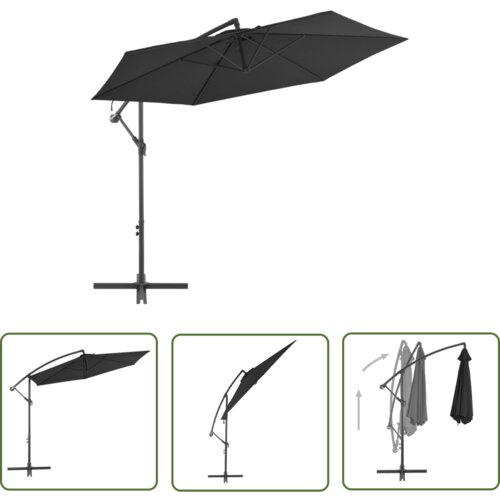  The Living Store Previsni senčnik z aluminijastim drogom 300 cm črn - Previsni Senčnik, (21743027) Slike