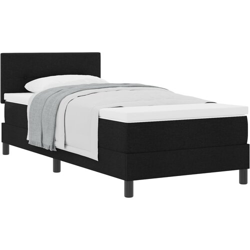 VidaXL Krevet s Podlogom s Madracem Crni 90x200 cm Tkanina Slike
