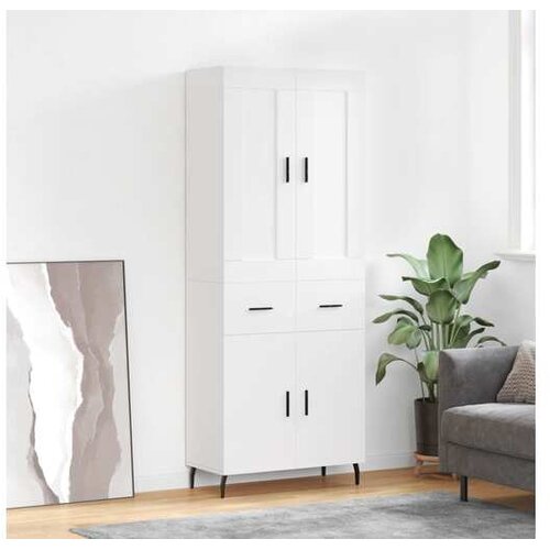 vidaXL Visoka omara bela 69,5x34x180 cm inženirski les Cene