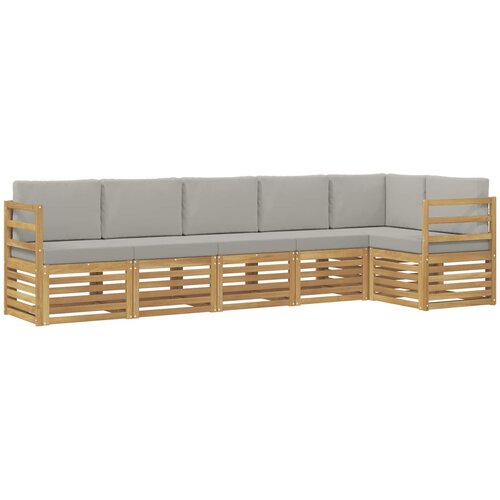  Set vanjskih sofa 6 kom. Bijela i svjetlosiva Poliester 306 x 128,5 x 73 cm Slike
