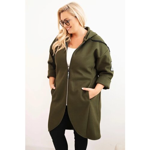 Kesi Włoski Elegant Plus Size women&amp;#039;s coat with a collar and large pockets fango Slike