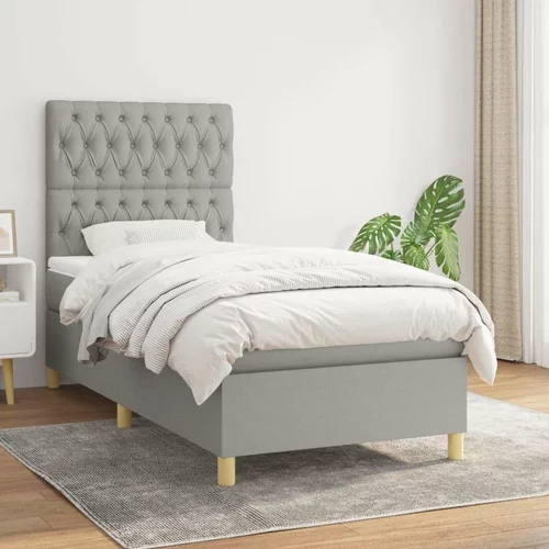  Box spring postelja z vzmetnico svetlo siva 90x200 cm blago, (20846691)