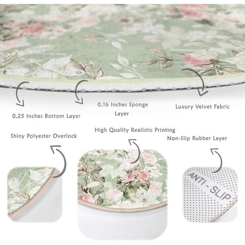 Mila Home Svetlo zelena pralna/primerna za robotski sesalnik okrogla preproga &amp;oslash; 120 cm Comfort &amp;ndash; Slike