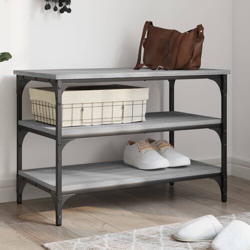  Klupa za cipele siva boja hrasta 70x38,5x49cm konstruirano drvo Cijene