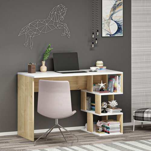 Hanah home radni sto dardanos - white, sapphire oak whitesapphire oak study desk Cene
