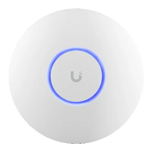 Ubiquiti U6+ access point. WiFi 6 model with throughput rate of 573.5 Mbps at 2.4 GHz and 2402 Mbps at 5 GHz. No POE injector included. UI recommends U-POE-AF or POE switch - U6-PLUS