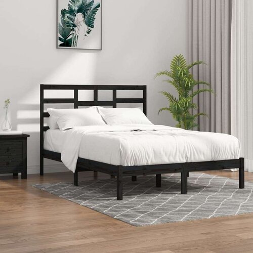  Posteljni okvir črn iz trdnega lesa 140x190 cm, (20645544) Slike