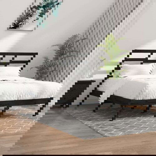  Za krevet od masivnog drva crni 140 x 190 cm Slike