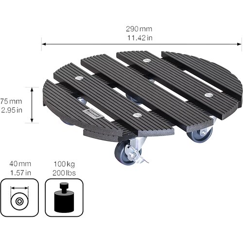 GARDOL Okrogel podstavek na kolesih Gardol (2r: 29 cm, nosilnost: 100 kg, plastika) Slike