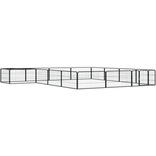 vidaXL Ograda za pse s 16 panela crna 100 x 50 cm čelik obložen prahom Cijene