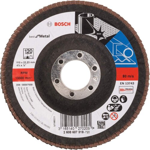 Bosch lamelni brusni disk X571, Best for Metal Prečnik 115 mm; granulacija 120, kolenasti - 2608607319 Cene