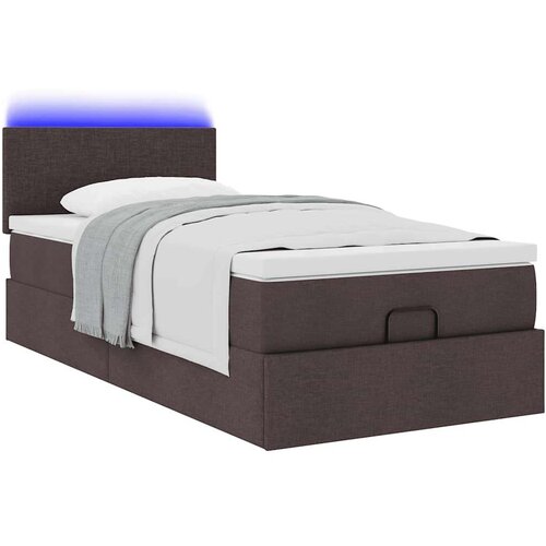 VidaXL Otomanski krevet s madracem tamnosmeđi 100x200 cm tkanine Slike