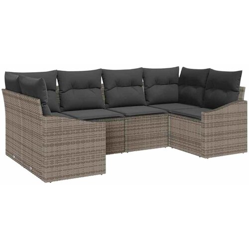  Sjedeća garnitura za vrt 6 kom. Siva poliratan 234 x 123.5 x 69 cm Slike