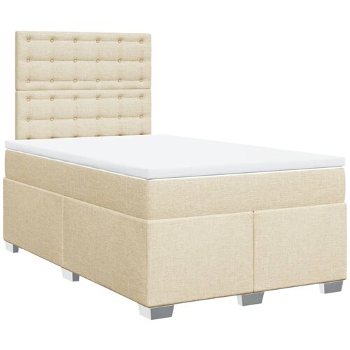 vidaXL Box spring postelja z vzmetnico krem 120x190 cm blago, (21307901) Cene