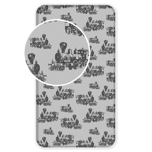 Jerry Fabrics Siva pamučna dječja plahta s gumom 90x200 cm Train &amp;ndash; Slike