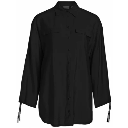 Vila Topi & Bluze Klaria Oversize Shirt L/S - Black Črna