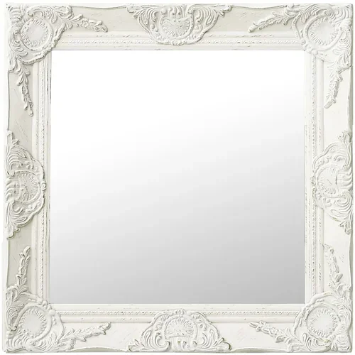 vidaXL stensko ogledalo v baročnem stilu 50x50 cm belo