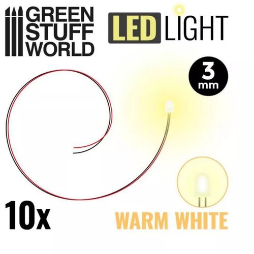 Green Stuff World DIP Leds - Warm White - 3mm (packx10) Slike