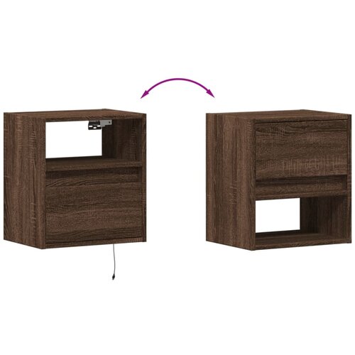  Zidni TV ormarić s LED svjetlima boja hrasta 41x31x45 cm Slike