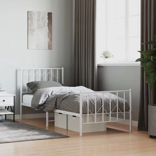 vidaXL Metalni okvir kreveta s uzglavljem i podnožjem bijeli 80x200 cm