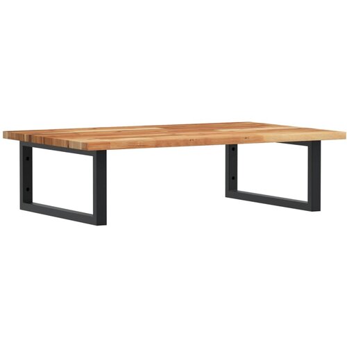  Zidna polica za umivaonik od čelika i masivnog bagremovog drva Smeđa 100 x 50 x 2 cm Slike
